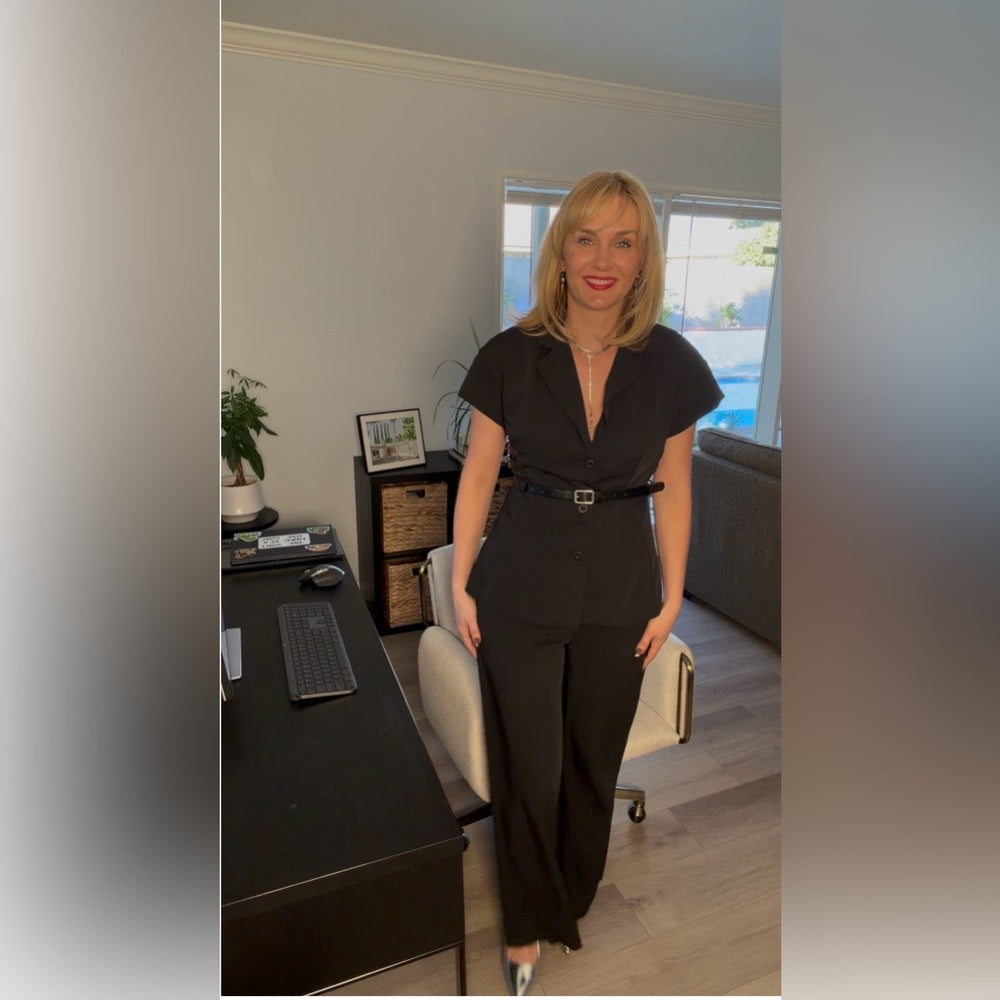 A30. Belted Black Top & Pant Set