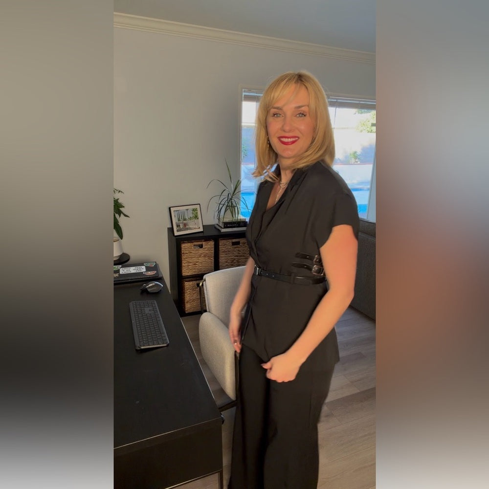 A30. Belted Black Top & Pant Set