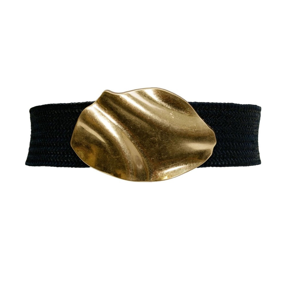 A39. Black Belt with Gold Oval Buckle