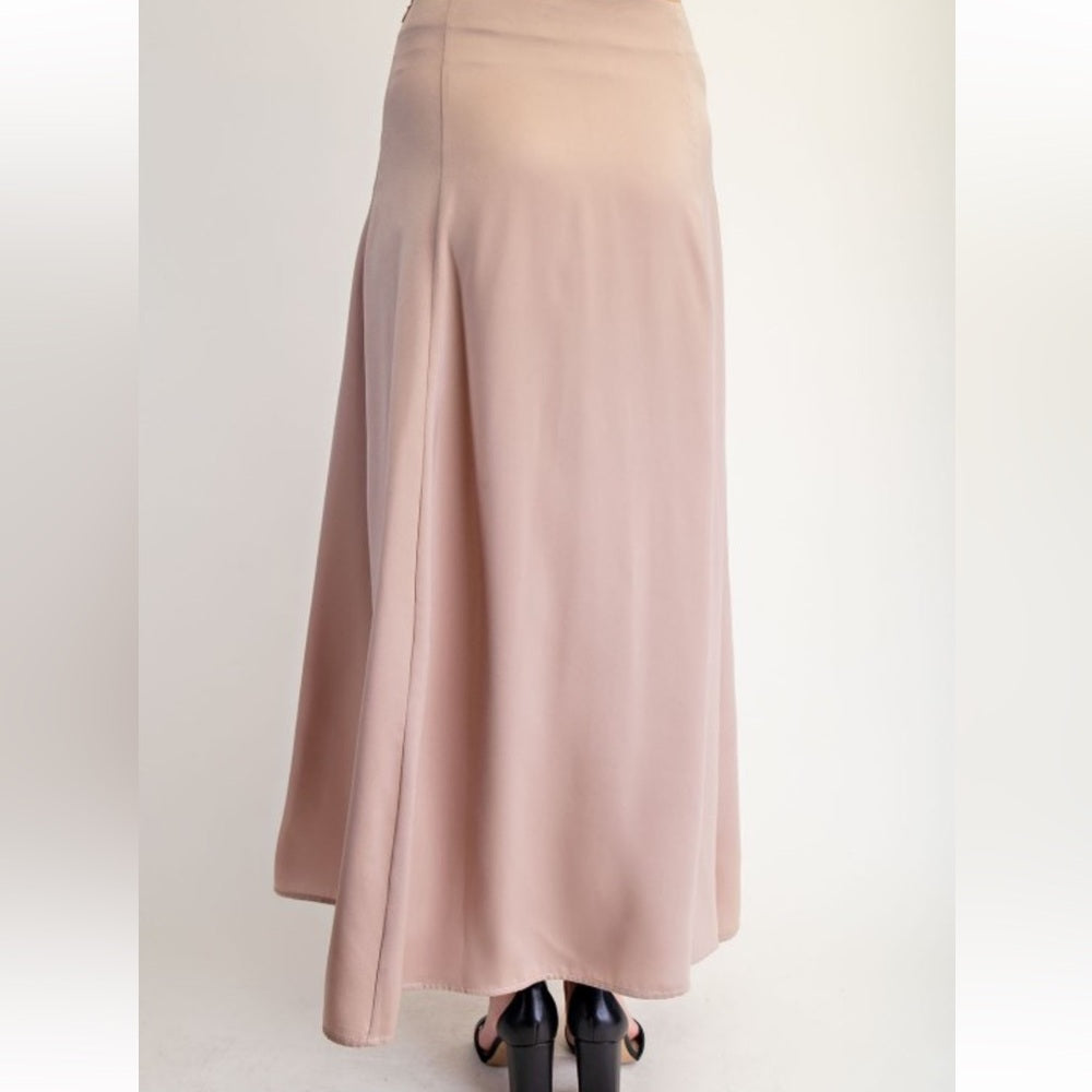 A46. Cream Satin Maxi Skirt