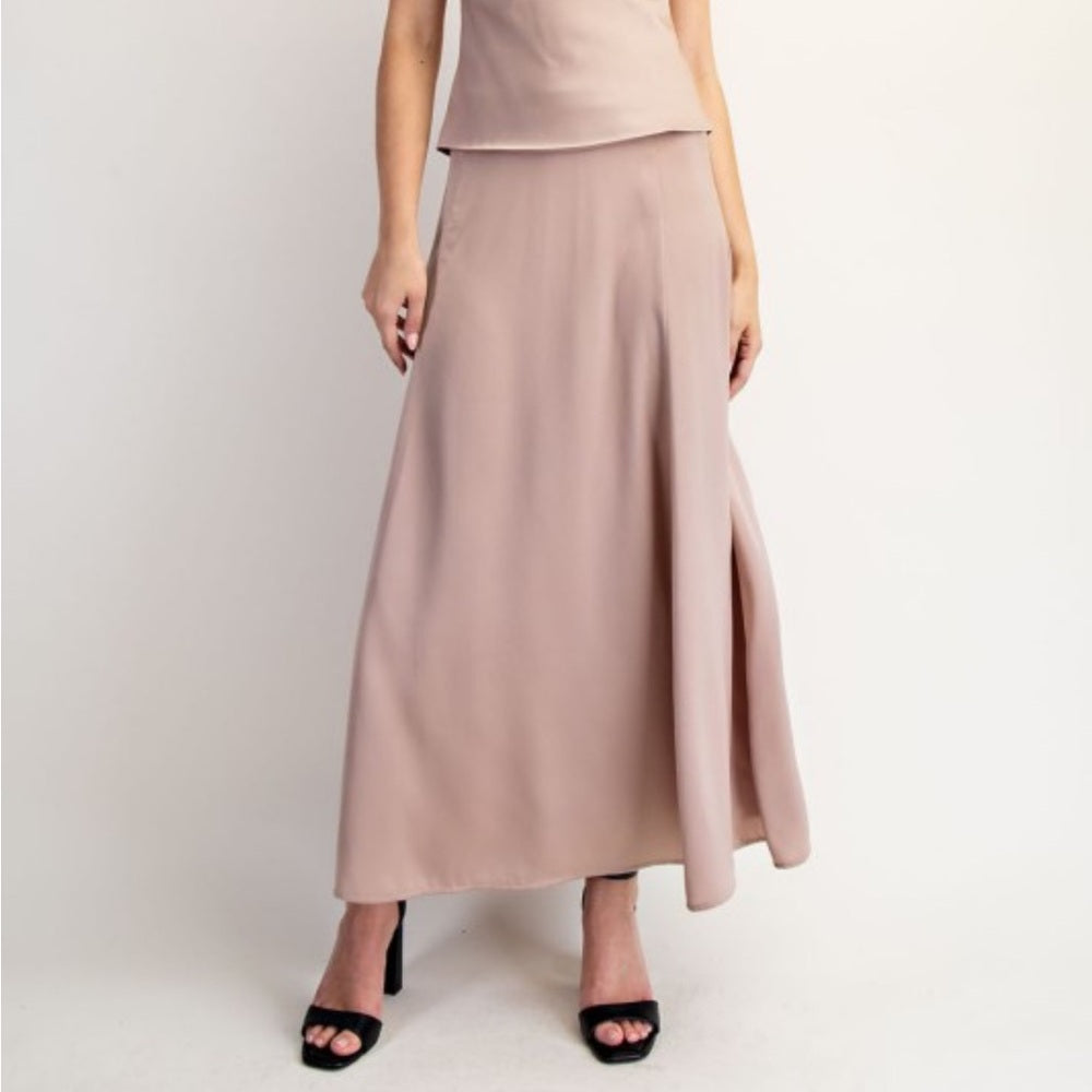 A46. Cream Satin Maxi Skirt