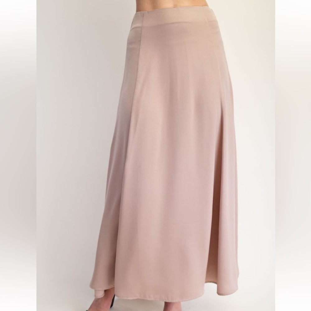 A46. Cream Satin Maxi Skirt
