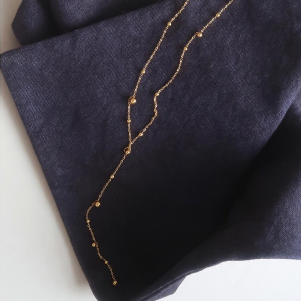 A60. 18k Gold Non-tarnish Dressy Y Lariat Necklace