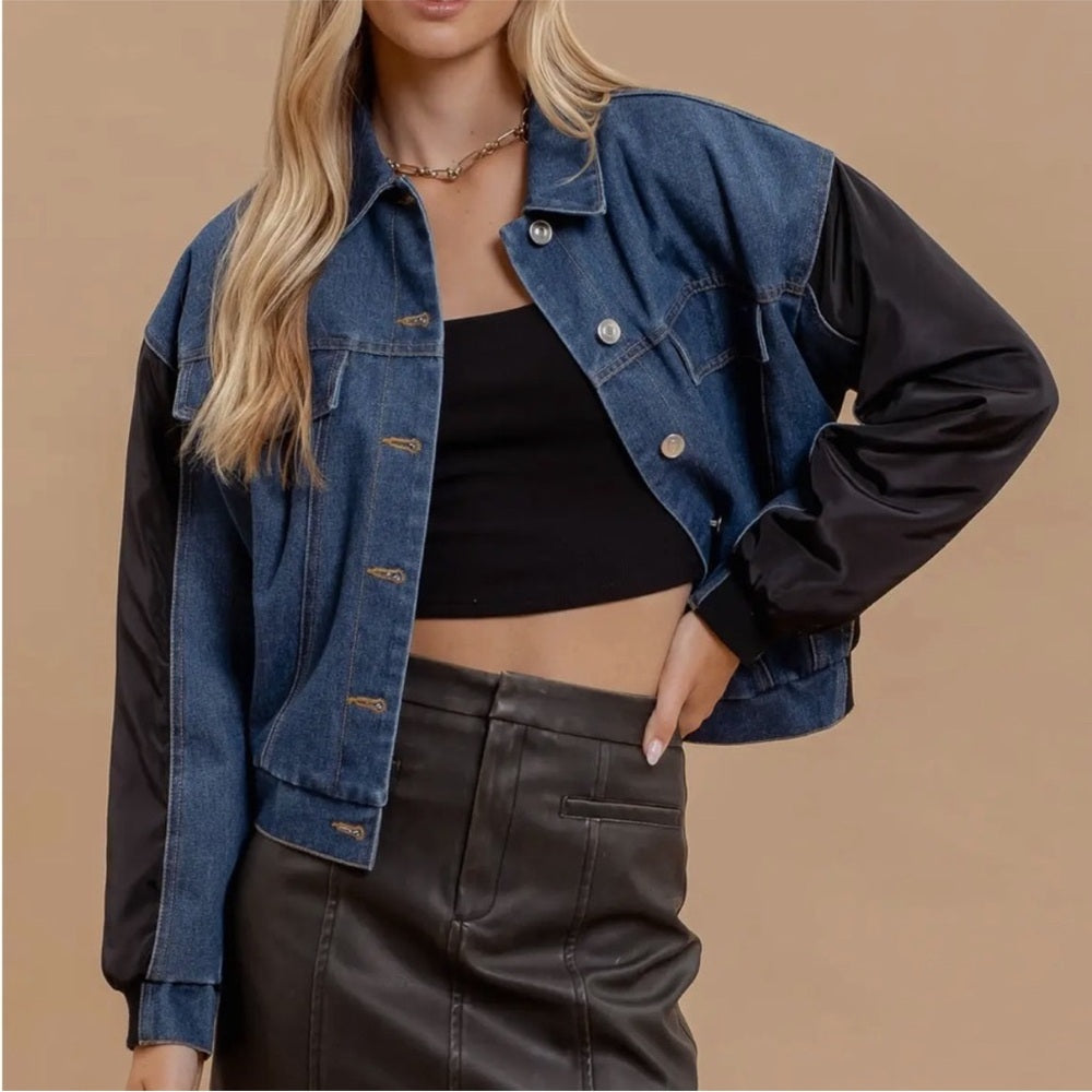 A62. Denim and Black Contrast Jacket