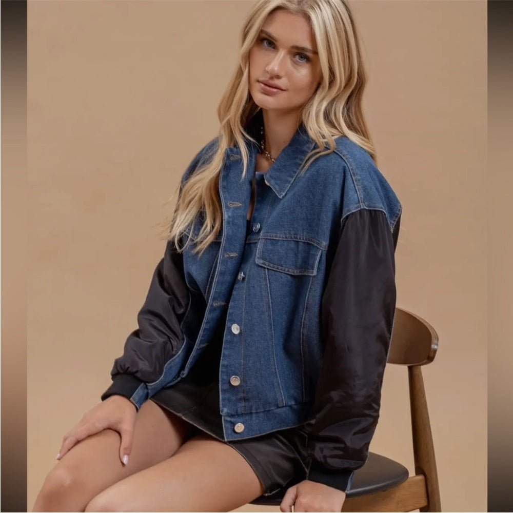A62. Denim and Black Contrast Jacket