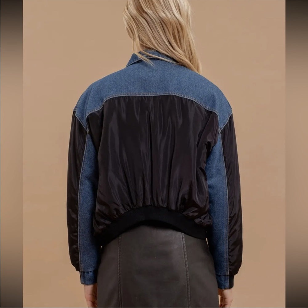 A62. Denim and Black Contrast Jacket