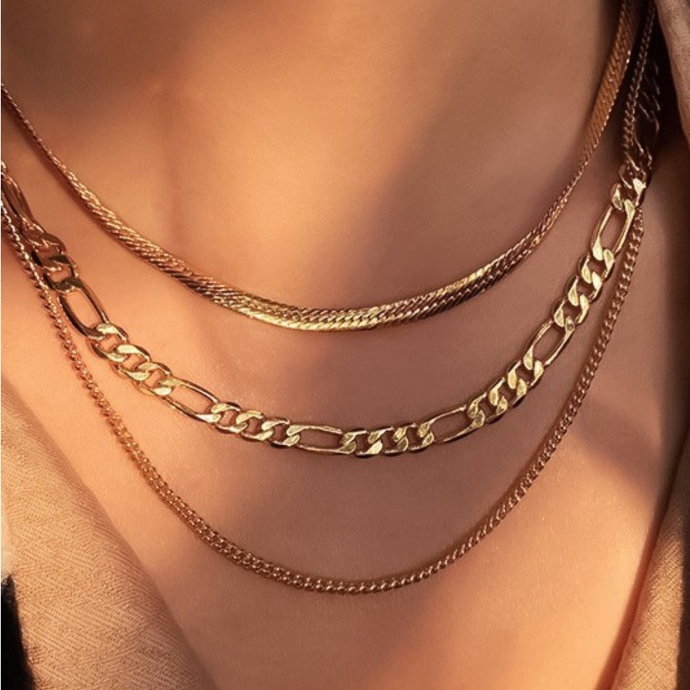 A65. 18k Non-tarnish Stainless Steel Chain Necklace Set