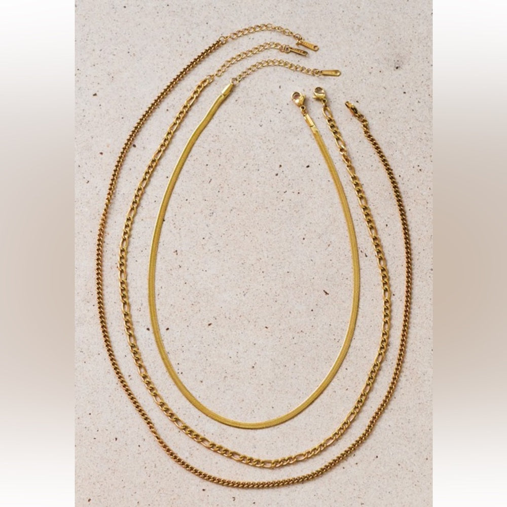 A65. 18k Non-tarnish Stainless Steel Chain Necklace Set