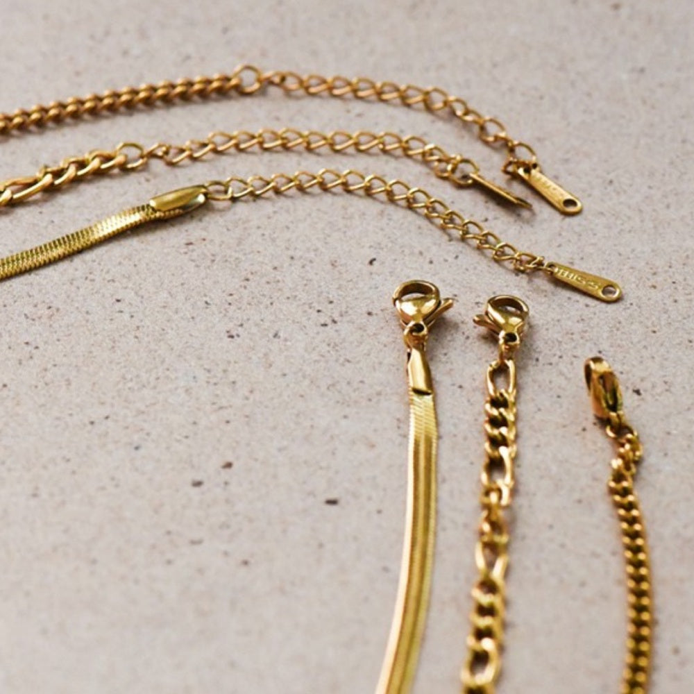 A65. 18k Non-tarnish Stainless Steel Chain Necklace Set