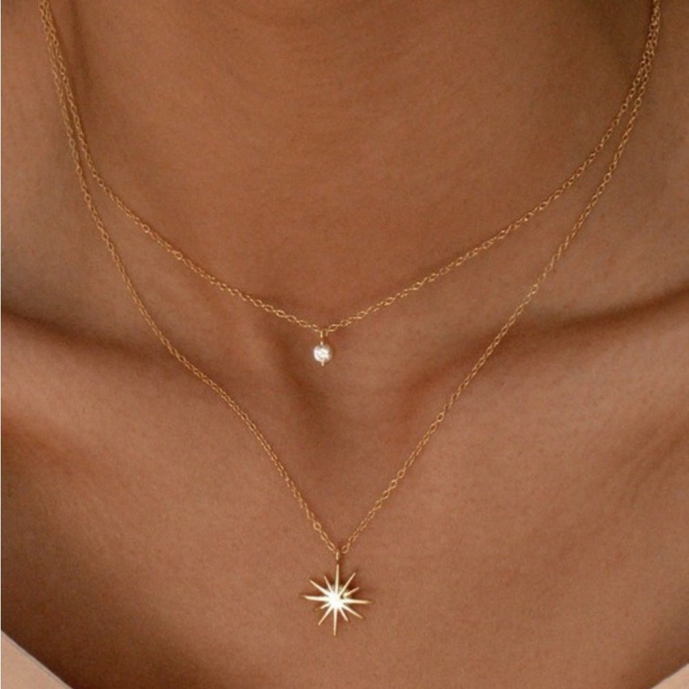 A71. 18k Gold Stainless Steel Star Pendant Necklace