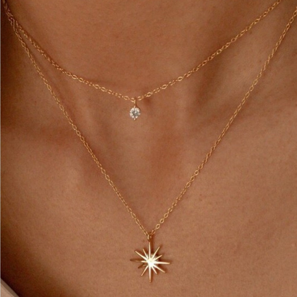 A71. 18k Gold Stainless Steel Star Pendant Necklace
