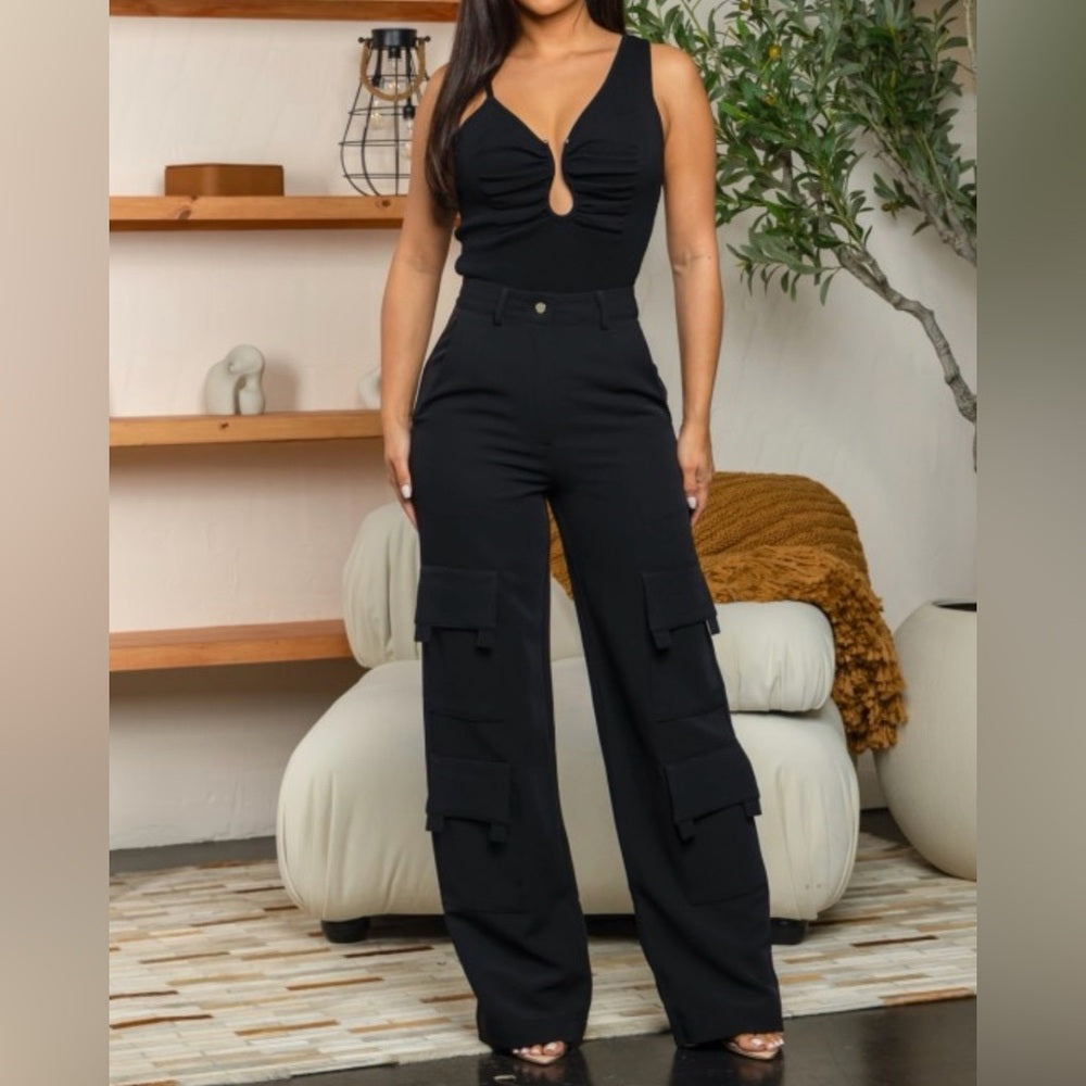 A74. Black Cargo Pants