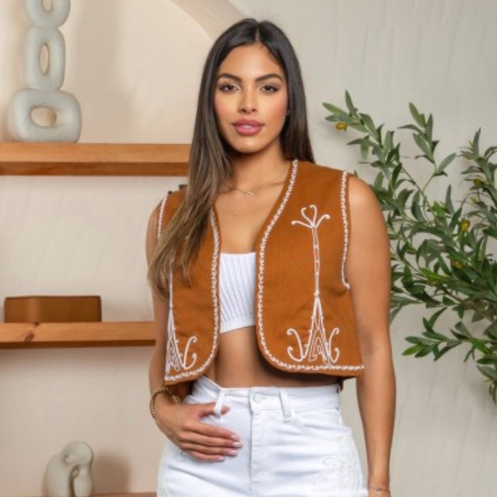 A79. Brown Embroidered Vest