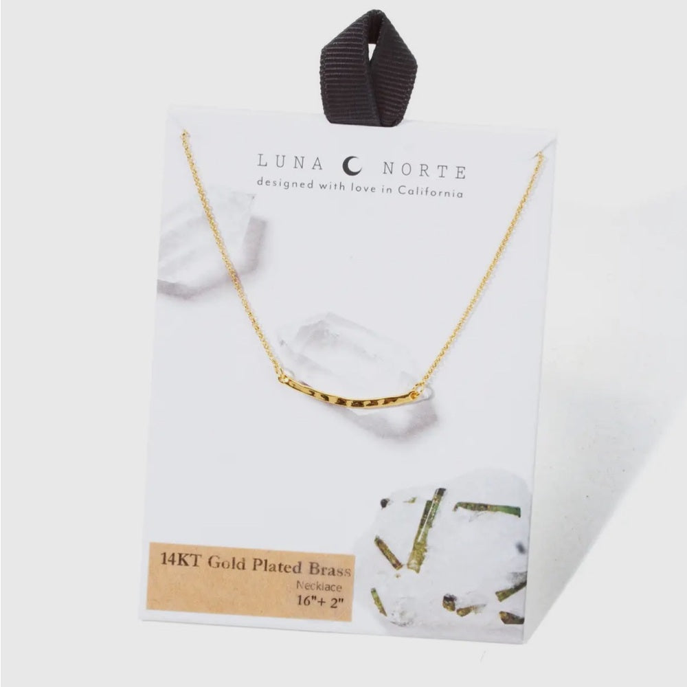 A89. Hammered Glow Delicate Bar Necklace
