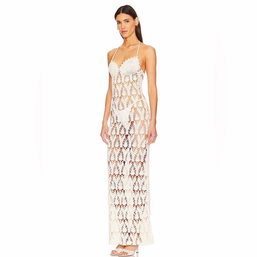 A108. Revolve Marla Crochet Maxi Dress in White - Tularosa