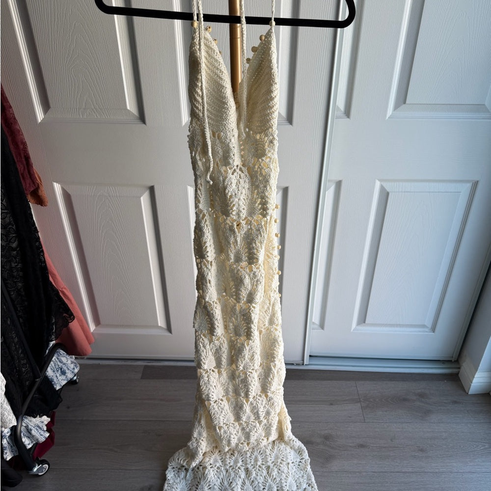 A108. Revolve Marla Crochet Maxi Dress in White - Tularosa