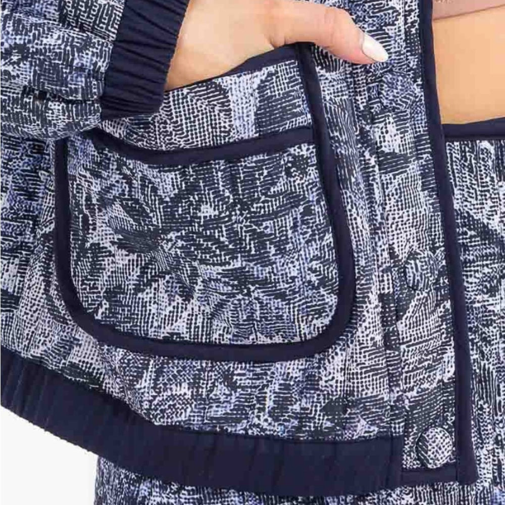 A112. Blue Floral Jacket & Skirt Set