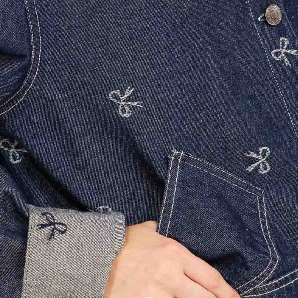 A115. Denim Jacket with Bow Details