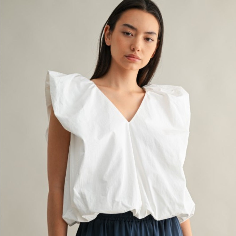 A128. Structured Cotton Sleeveless Blouse Top