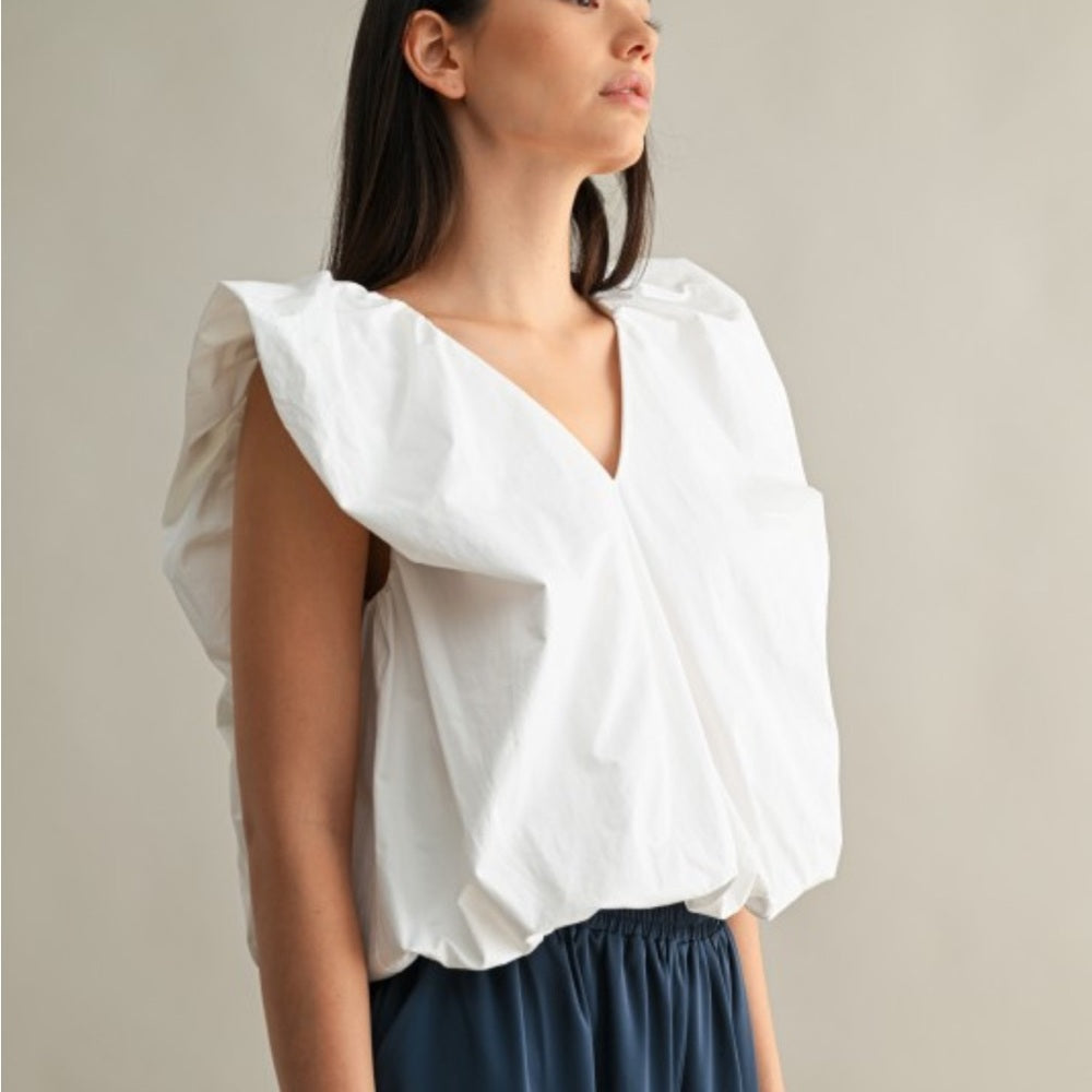 A128. Structured Cotton Sleeveless Blouse Top