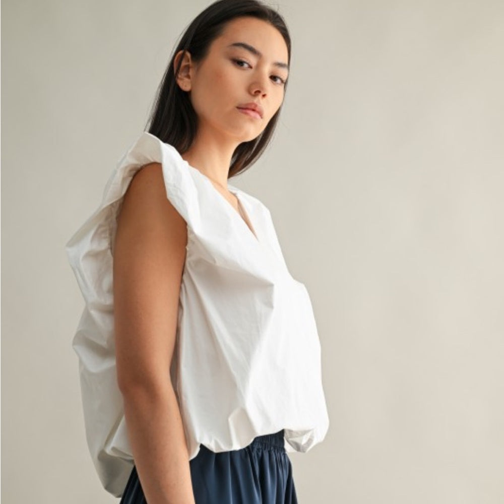 A128. Structured Cotton Sleeveless Blouse Top