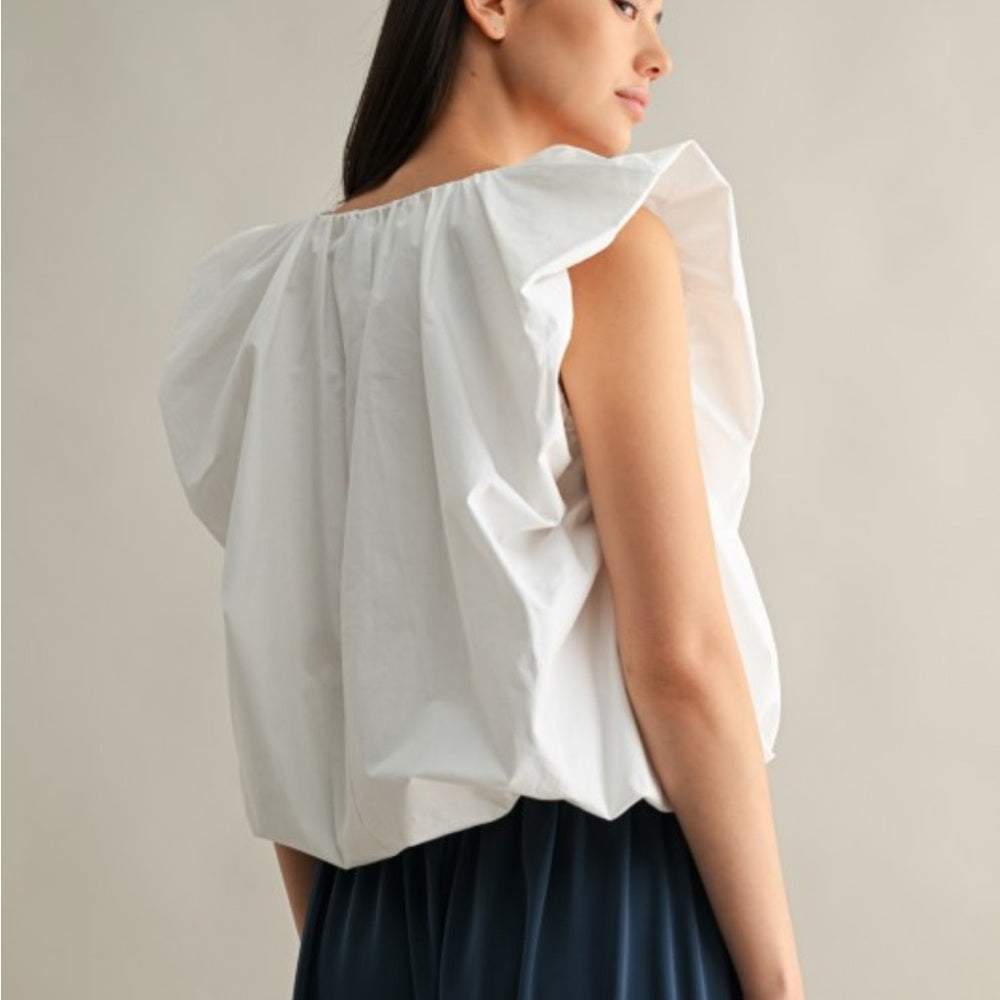 A128. Structured Cotton Sleeveless Blouse Top