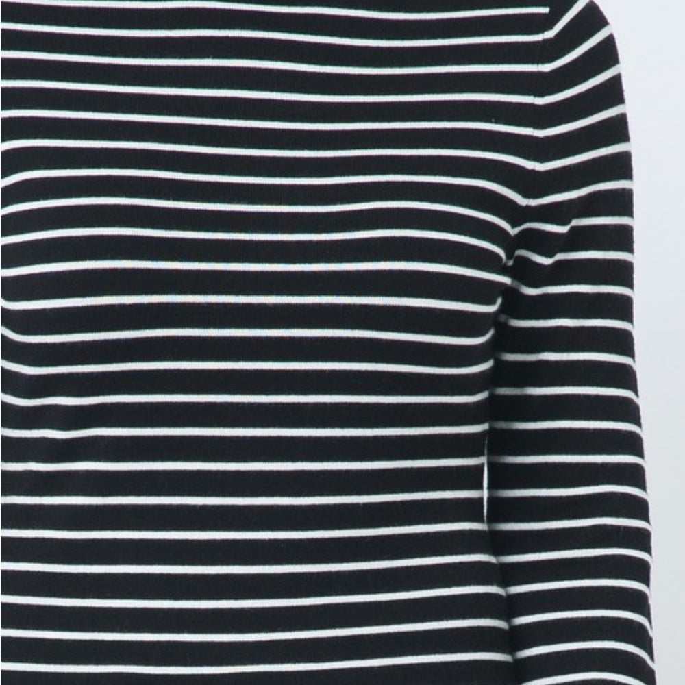 A133. Striped Black and White Turtleneck Sweater