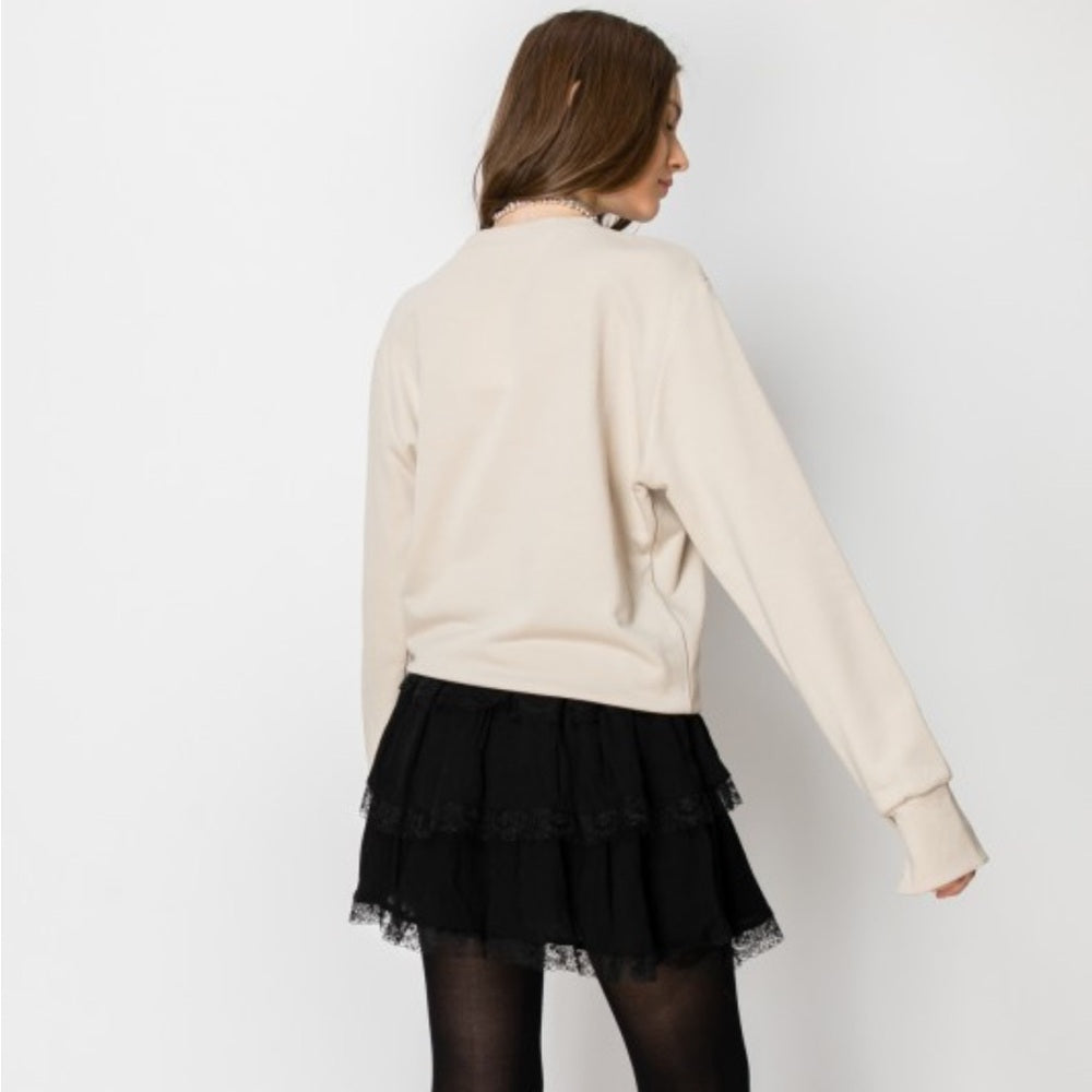 A140. Paris Embroidered French Terry Sweatshirt Pullover