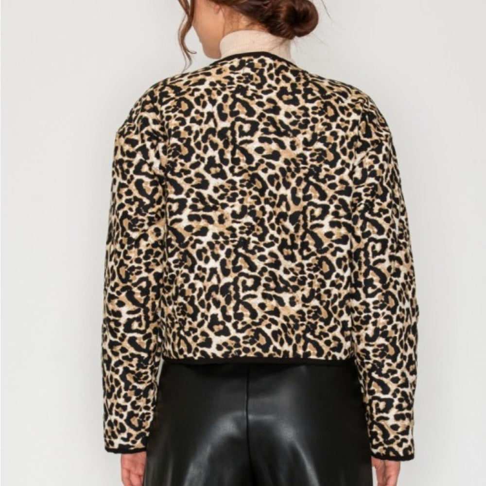 A144. Quilted Leopard Buttoned Jacket