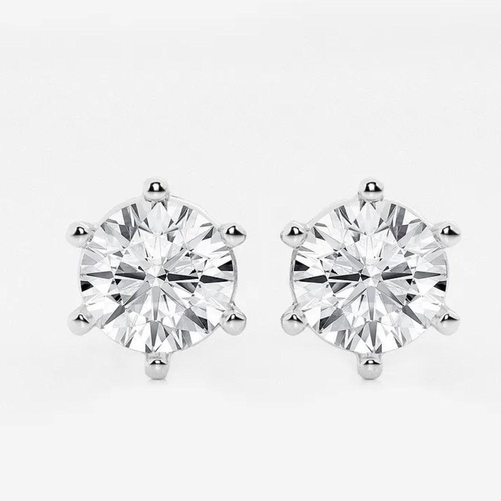 A147. Silver CZ Stud Earrings (~1 carat)