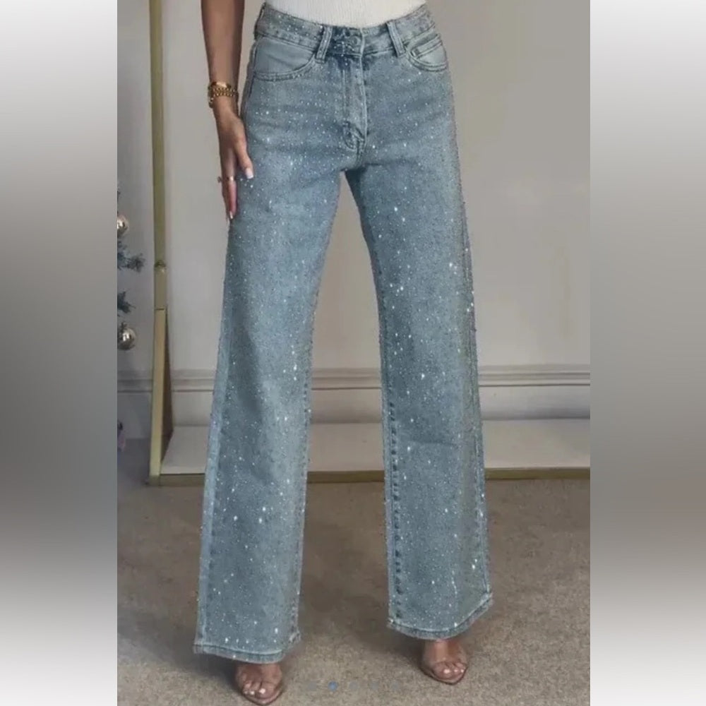 A150. Light Blue Sparkle Rhinestone Jeans