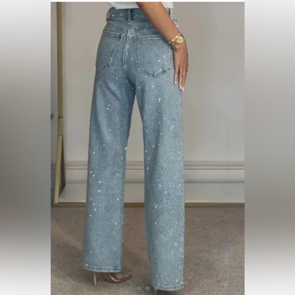 A150. Light Blue Sparkle Rhinestone Jeans