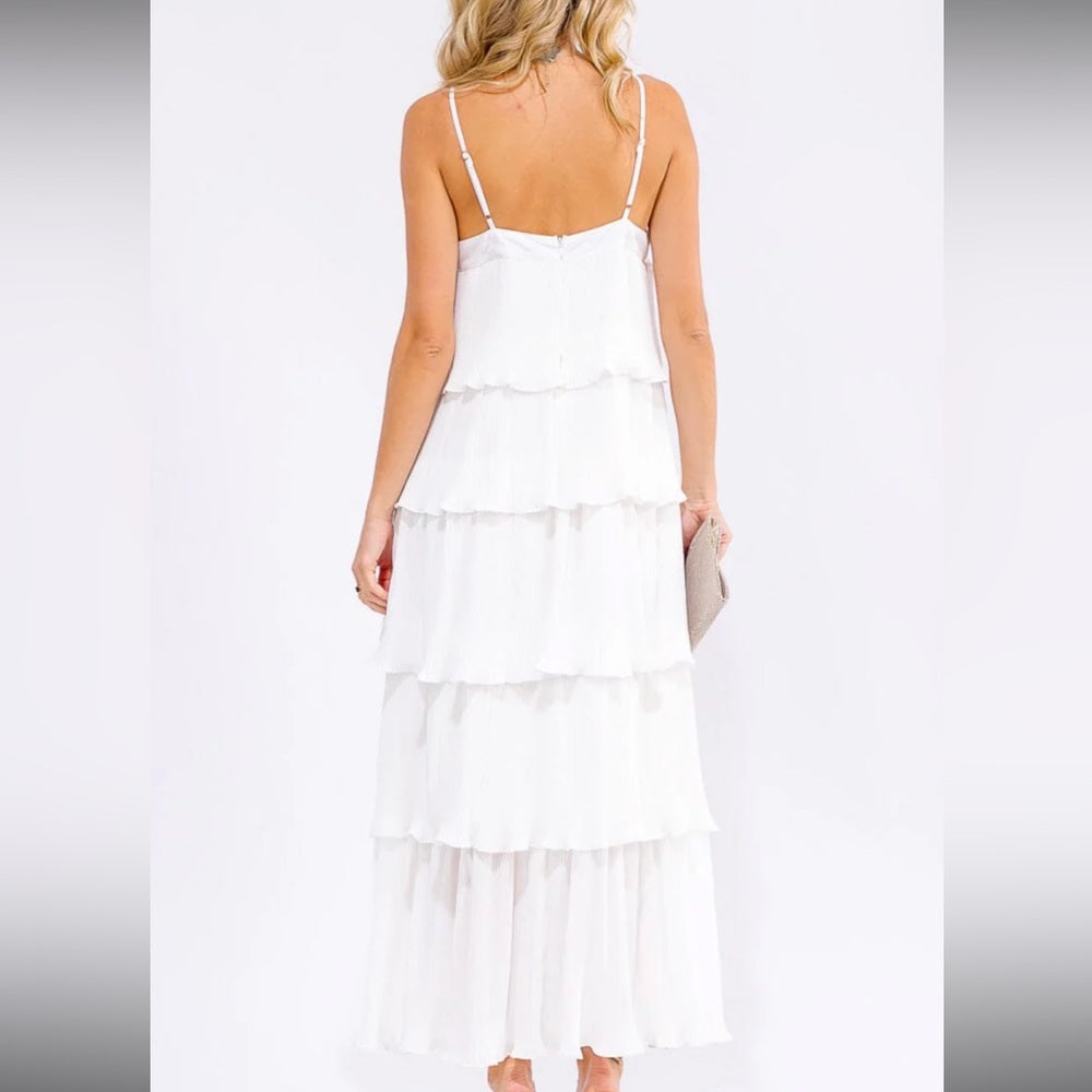 A177. White Tiered Maxi Dress
