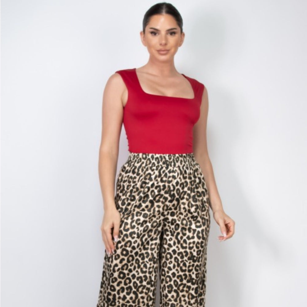 A189. Red Square Double Layer Bodysuit