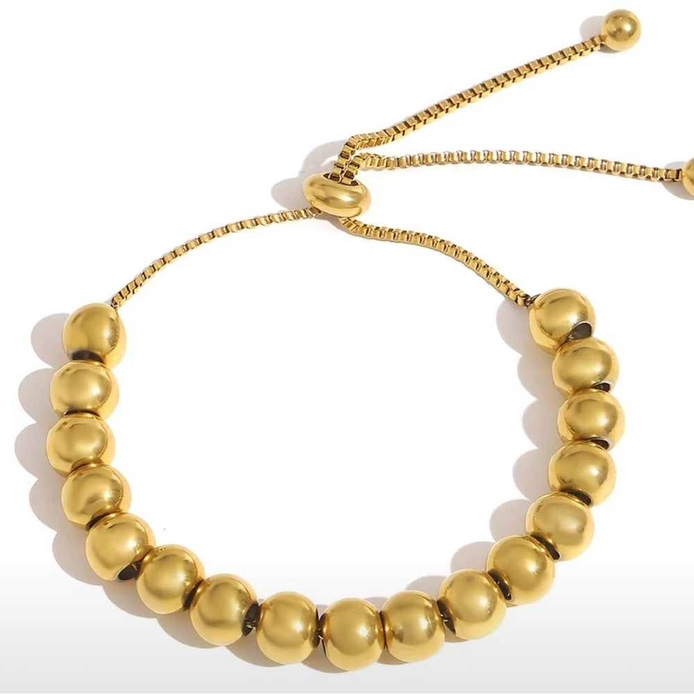 A194. 18k Gold Plated Beaded Bracelet
