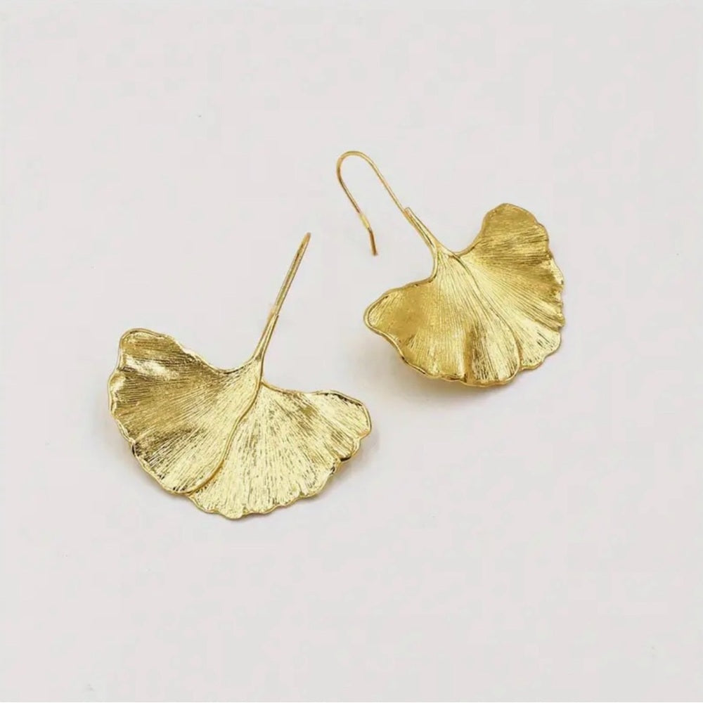 A197. 18k Gold Plated Leaf Earrings