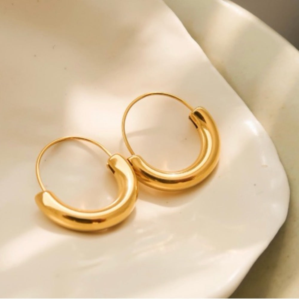 A205. 18k Gold Plated Hoop Earrings