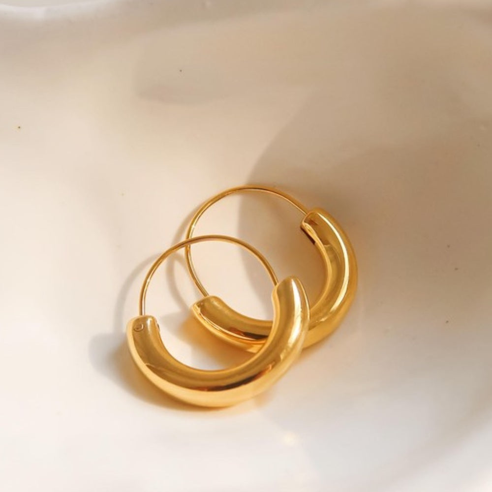 A205. 18k Gold Plated Hoop Earrings