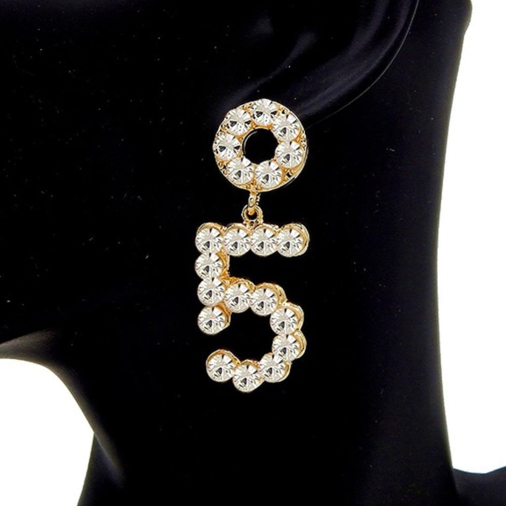 A213. N5 Gold and Rhinestone Earrings