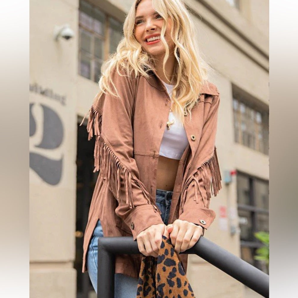A229. Fringe Tan Jacket for Women
