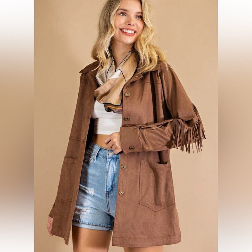 A229. Fringe Tan Jacket for Women