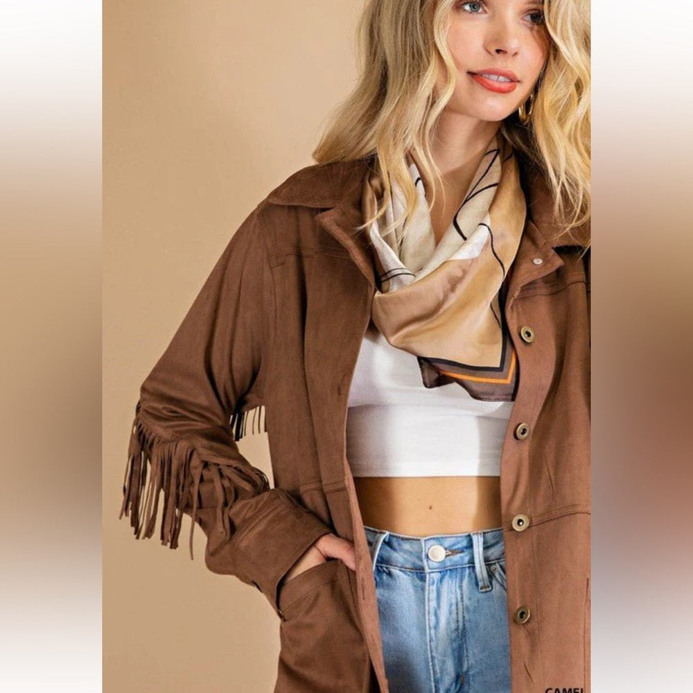 A229. Fringe Tan Jacket for Women