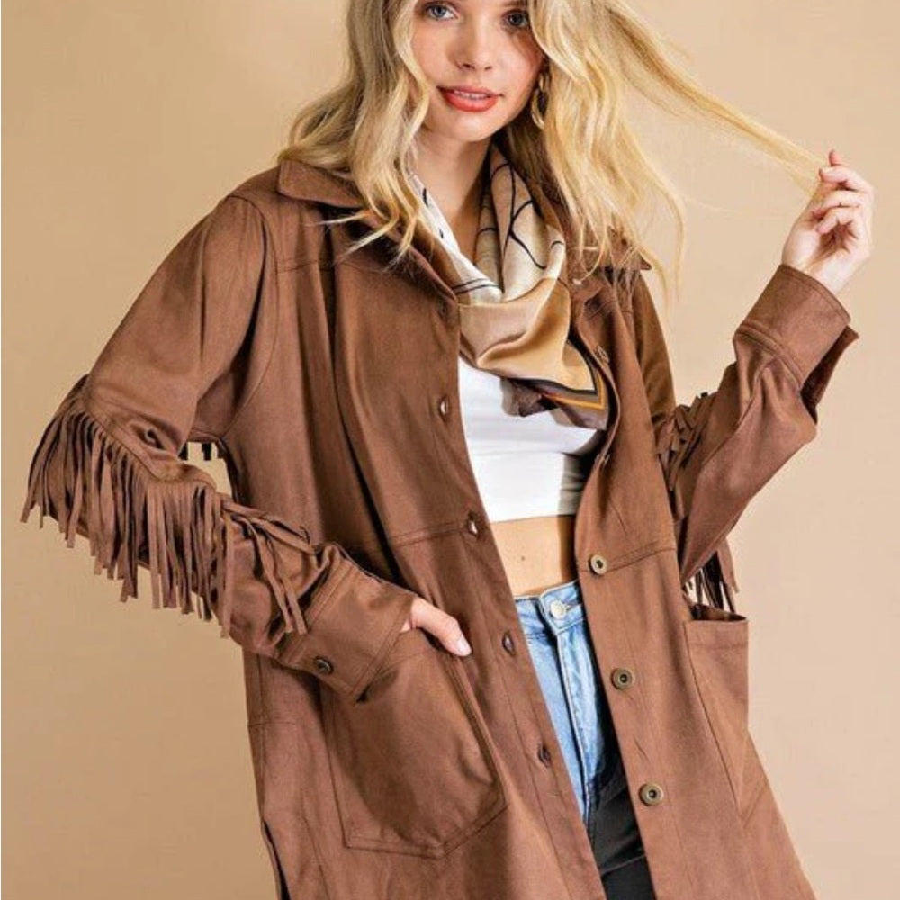 A229. Fringe Tan Jacket for Women
