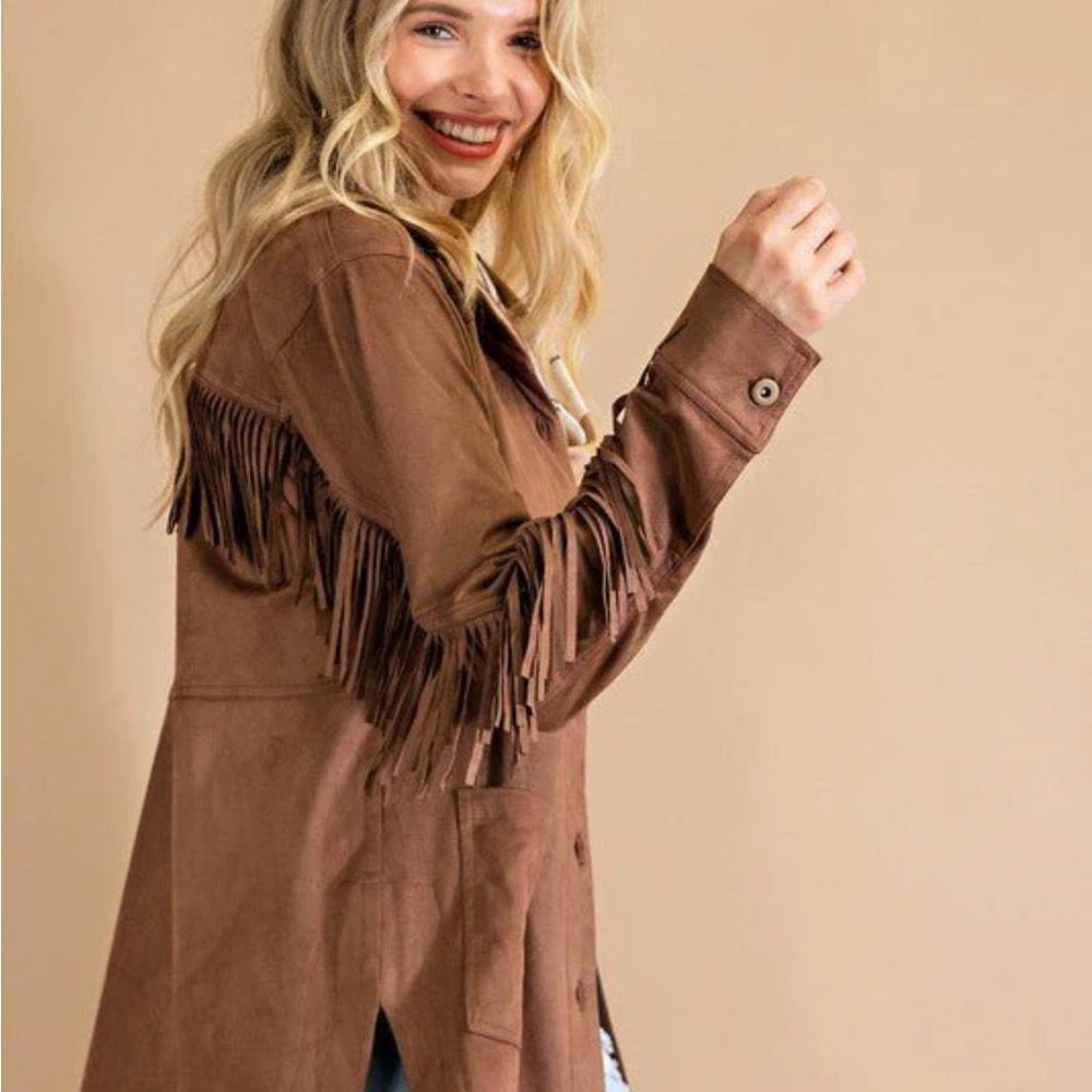 A229. Fringe Tan Jacket for Women