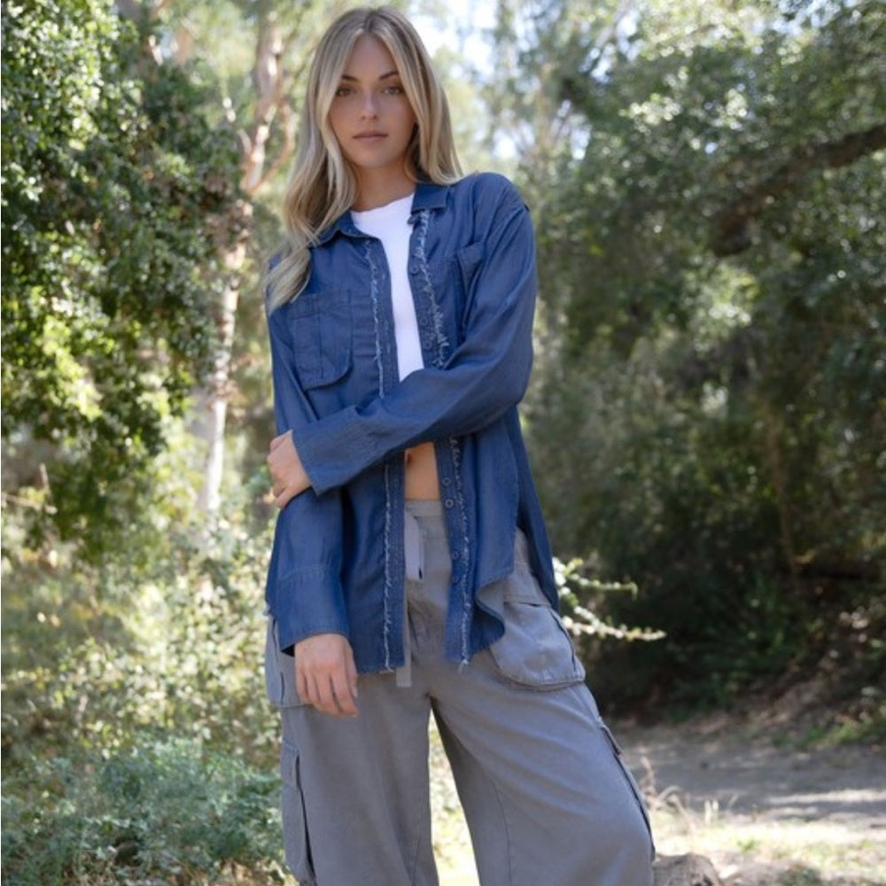 A238. Blue Button-Up Shirt