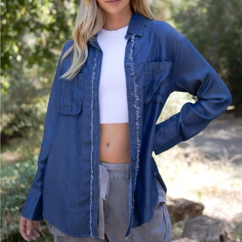 A238. Blue Button-Up Shirt