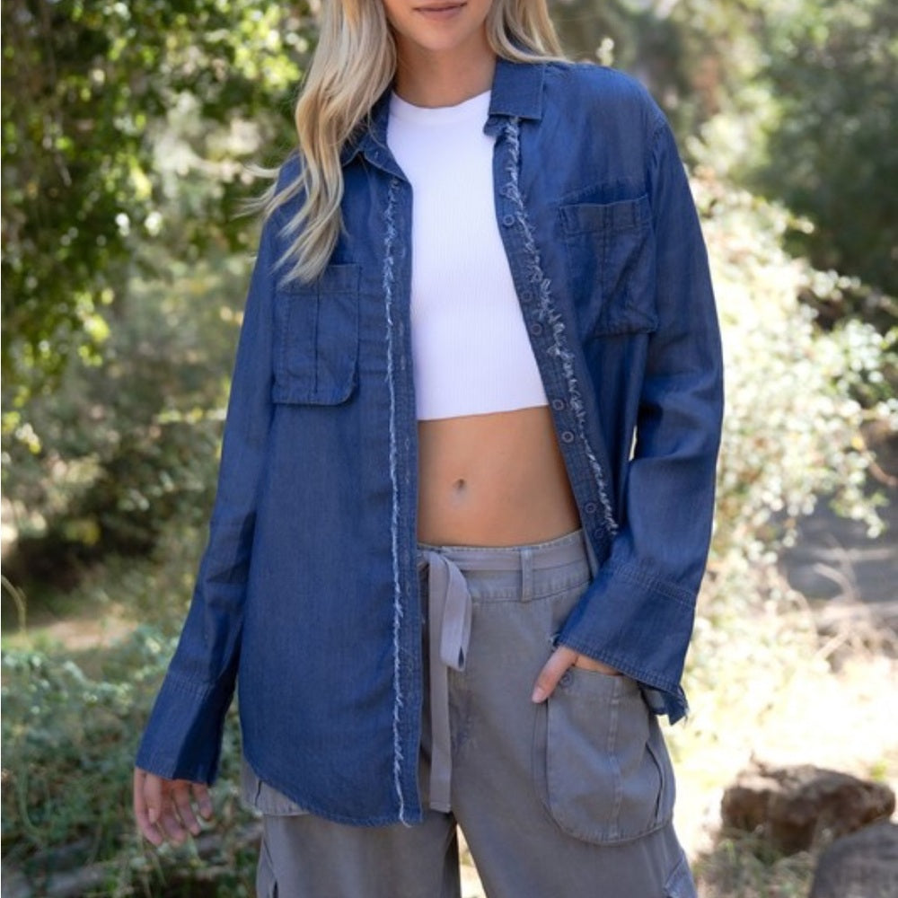 A238. Blue Button-Up Shirt