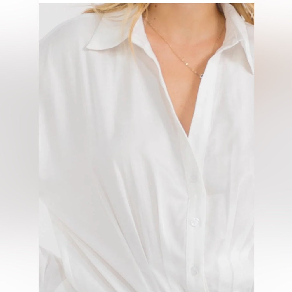 A240. Classic White Women's Button-Up Shirt Bodysuit