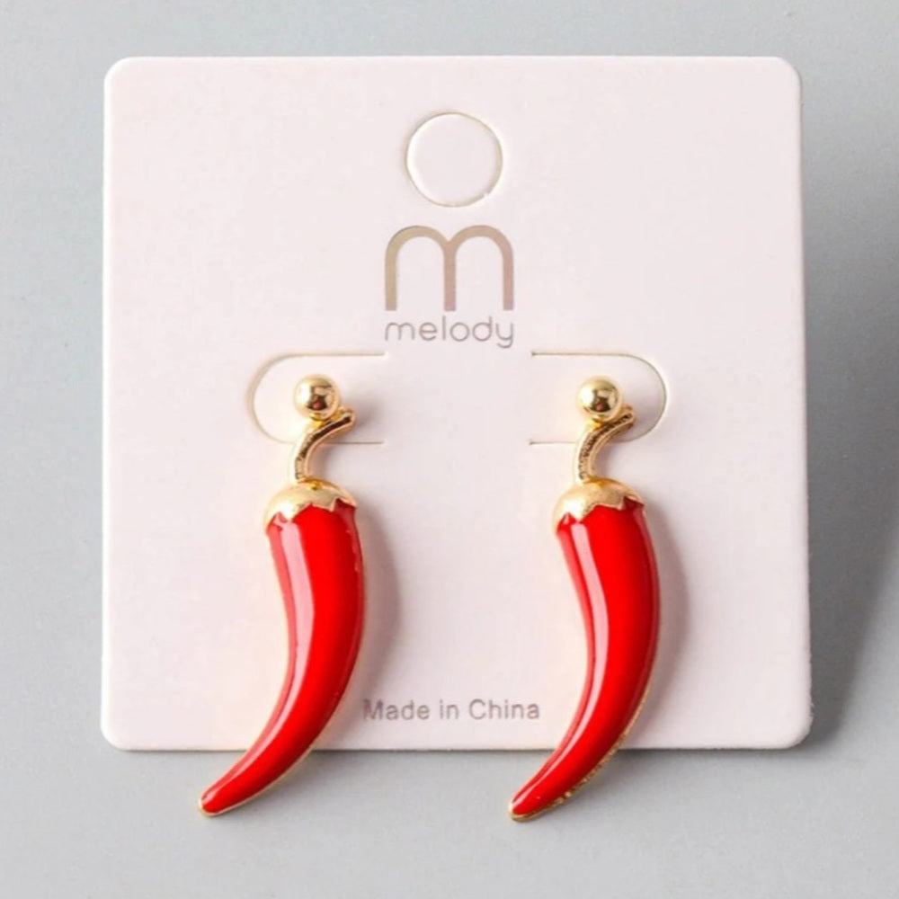 Chili Pepper Red and Gold Earrings