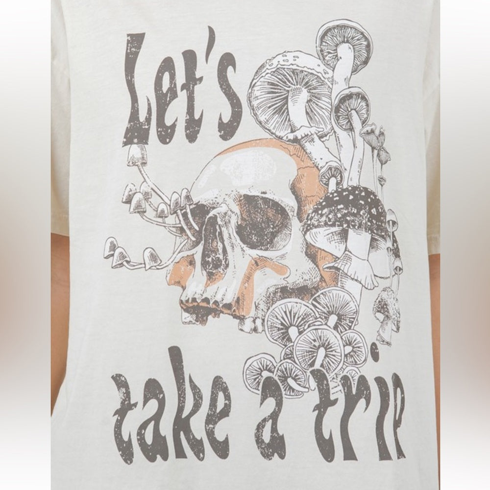 A273. Let's Take a Trip Skull & Mushroom Graphic Tee